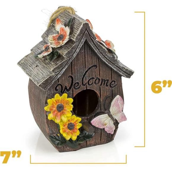 Hanging Bird Houses for Outside,Hand-Painted Bird Houses for Outdoors Decorative - Picture 4 of 7